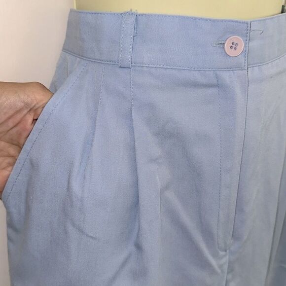 Vintage 70s/80s Contrasts Light Blue High Waisted Pleat Front Pants - Picture 3 of 8